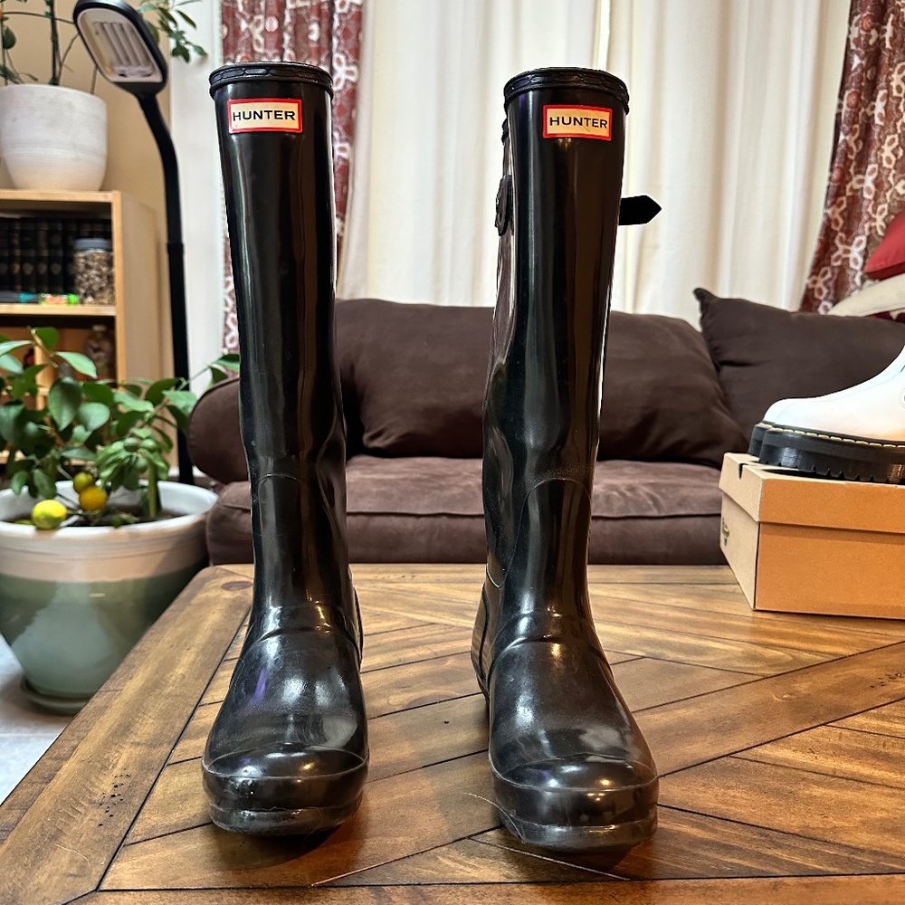 Black Tall Hunter Rain Boots